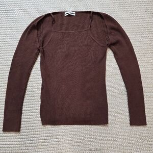 Anthropologie Rust Ribbed Knit Top
